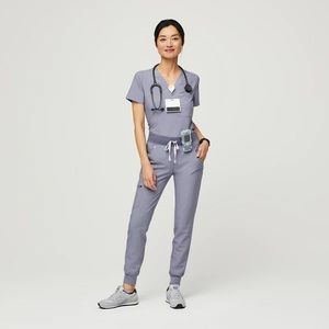 Figs vapor blue Zamora scrub set XSP Zamora jogger and XXS Catarina top